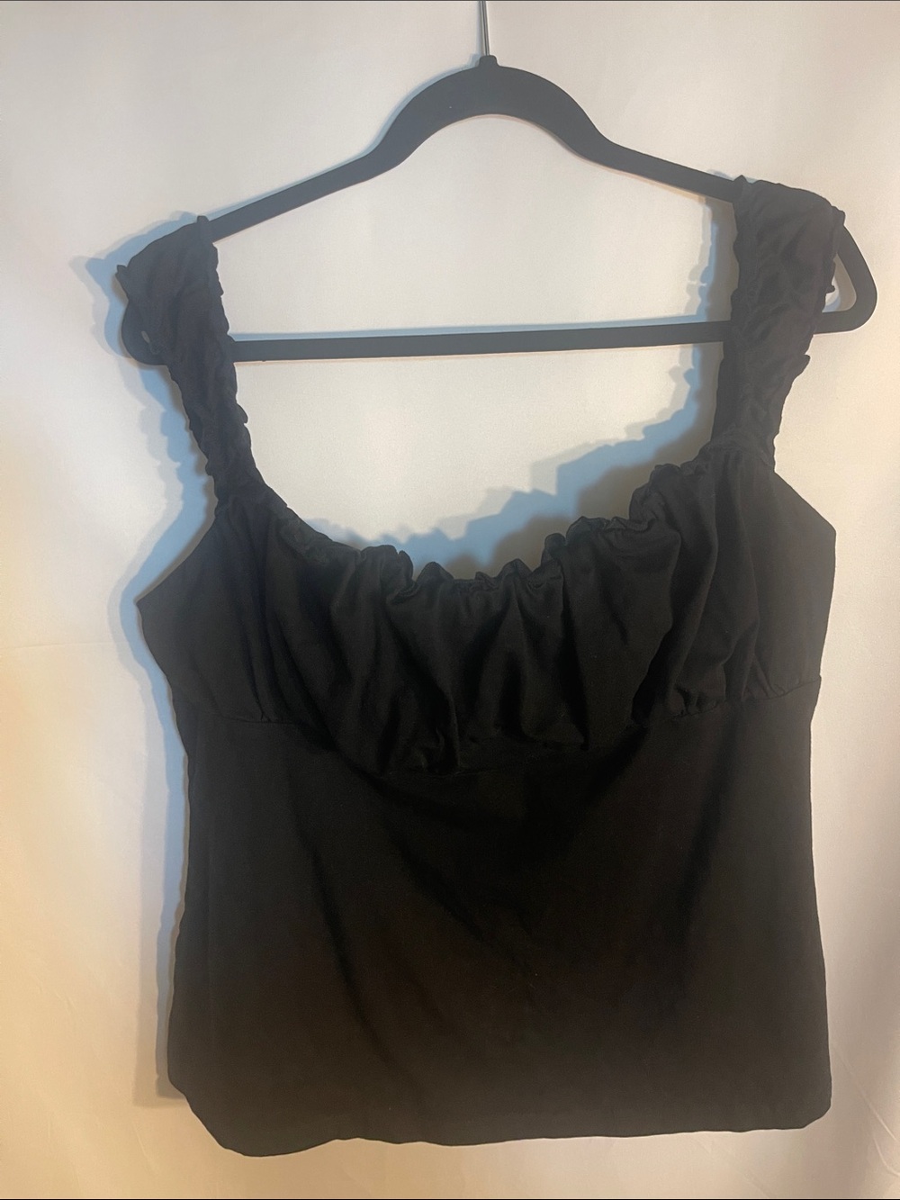 Black Ruffle Strap Women’s Tank Top